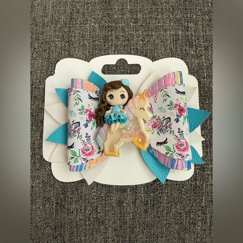 Floral Unicorn Hair Bow for Girl